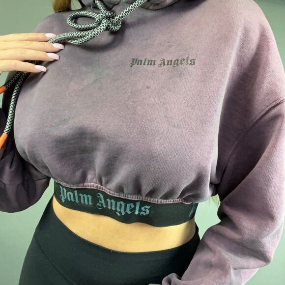 Palm Angels Purple Cropped Hoodie - Picture 2 of 8